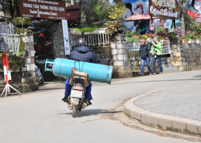 gas bottle on an indian bike