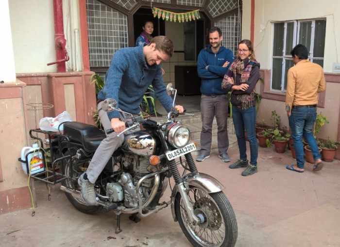 German chap kicking over an ENfield