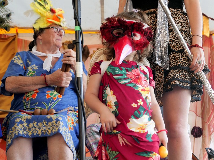 Colourful band about to perform at the Rainbow Festival