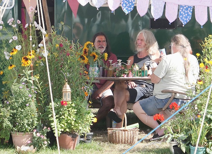 Old dudes stylishly hanging out at the Rainbow Festival